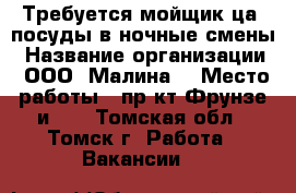 Требуется мойщик(ца) посуды в ночные смены › Название организации ­ ООО “Малина“ › Место работы ­ пр-кт Фрунзе и103 - Томская обл., Томск г. Работа » Вакансии   